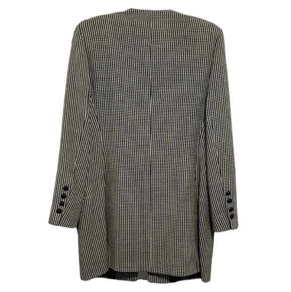 Vintage St. Emile Houndstooth Wool Jacket/ Long Blazer sz Large - Picture 3 of 13